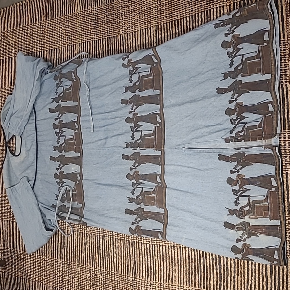 RARE VINTAGE EGYPTIAN PRINT DENIM DRESS - Picture 9 of 15